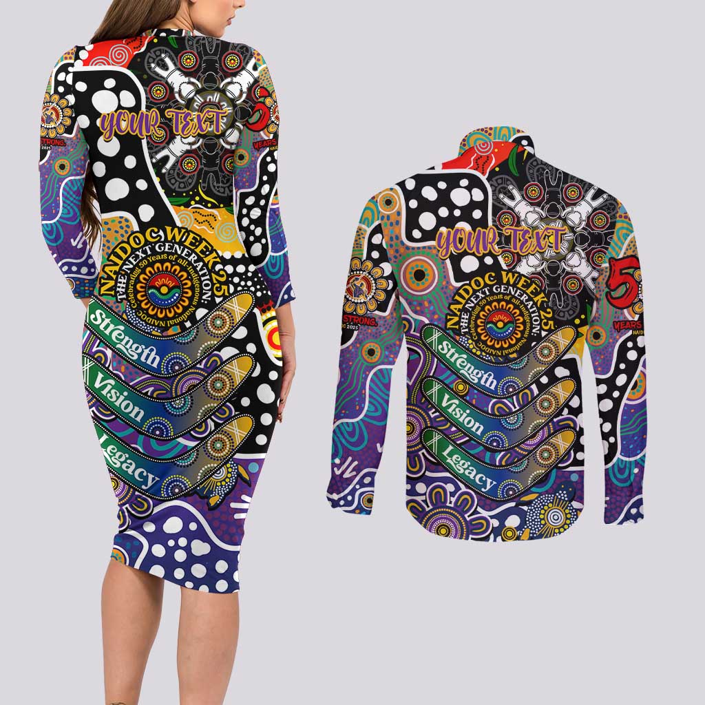 Personalised Storm NRL Celebrating 50 Years of Naidoc Couples Matching Long Sleeve Bodycon Dress and Long Sleeve Button Shirt NAIDOC Week 2025 Aboriginal