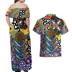 Personalised Storm NRL Celebrating 50 Years of Naidoc Couples Matching Off Shoulder Maxi Dress and Hawaiian Shirt NAIDOC Week 2025 Aboriginal