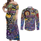 Personalised Storm NRL Celebrating 50 Years of Naidoc Couples Matching Off Shoulder Maxi Dress and Long Sleeve Button Shirt NAIDOC Week 2025 Aboriginal