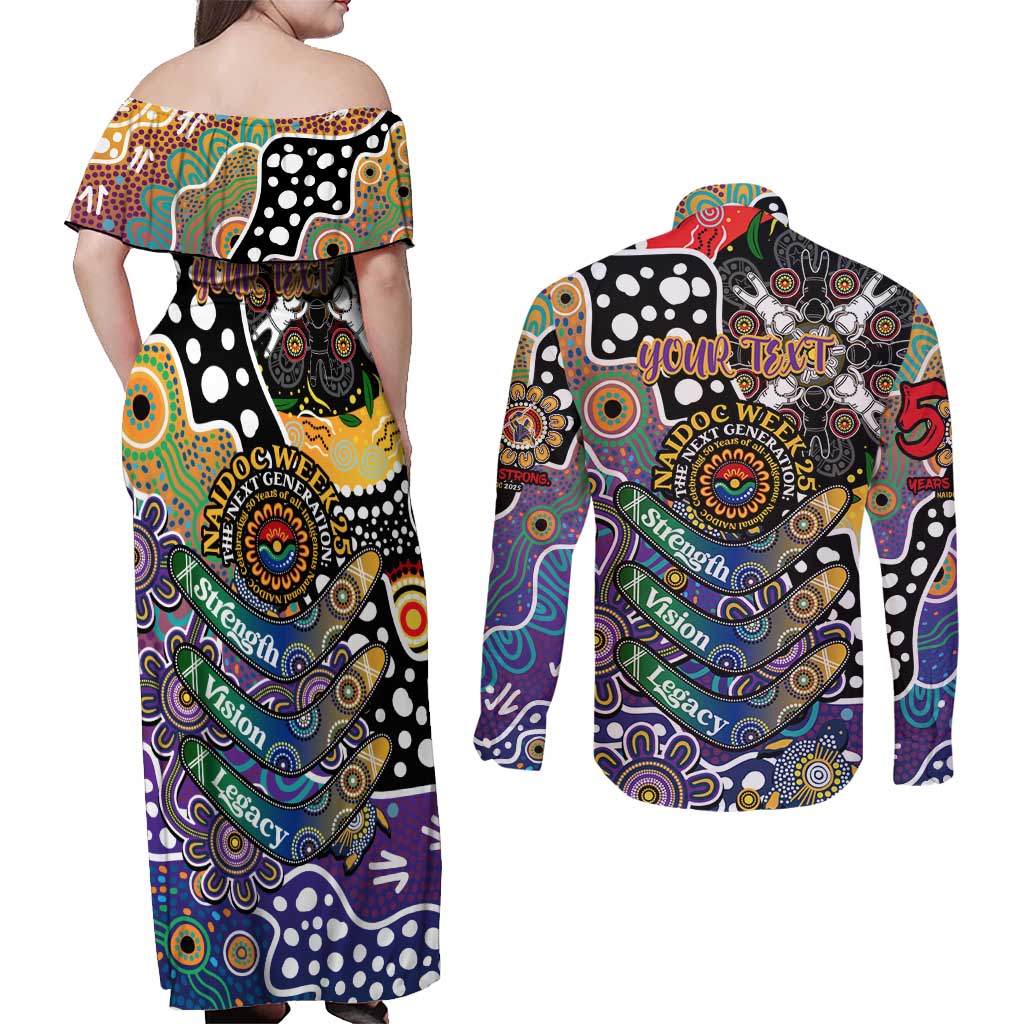 Personalised Storm NRL Celebrating 50 Years of Naidoc Couples Matching Off Shoulder Maxi Dress and Long Sleeve Button Shirt NAIDOC Week 2025 Aboriginal