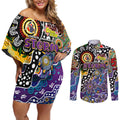 Personalised Storm NRL Celebrating 50 Years of Naidoc Couples Matching Off Shoulder Short Dress and Long Sleeve Button Shirt NAIDOC Week 2025 Aboriginal