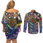 Personalised Storm NRL Celebrating 50 Years of Naidoc Couples Matching Off Shoulder Short Dress and Long Sleeve Button Shirt NAIDOC Week 2025 Aboriginal