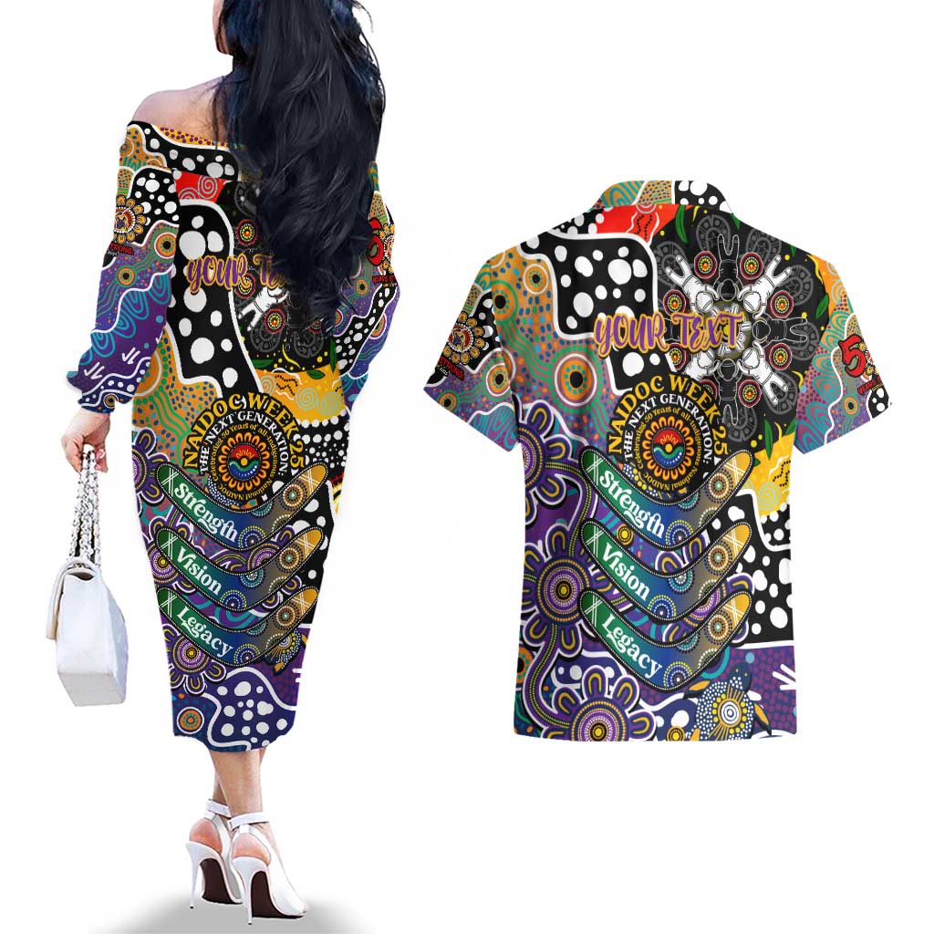 Personalised Storm NRL Celebrating 50 Years of Naidoc Couples Matching Off The Shoulder Long Sleeve Dress and Hawaiian Shirt NAIDOC Week 2025 Aboriginal