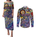 Personalised Storm NRL Celebrating 50 Years of Naidoc Couples Matching Puletasi and Long Sleeve Button Shirt NAIDOC Week 2025 Aboriginal