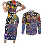 Personalised Storm NRL Celebrating 50 Years of Naidoc Couples Matching Short Sleeve Bodycon Dress and Long Sleeve Button Shirt NAIDOC Week 2025 Aboriginal