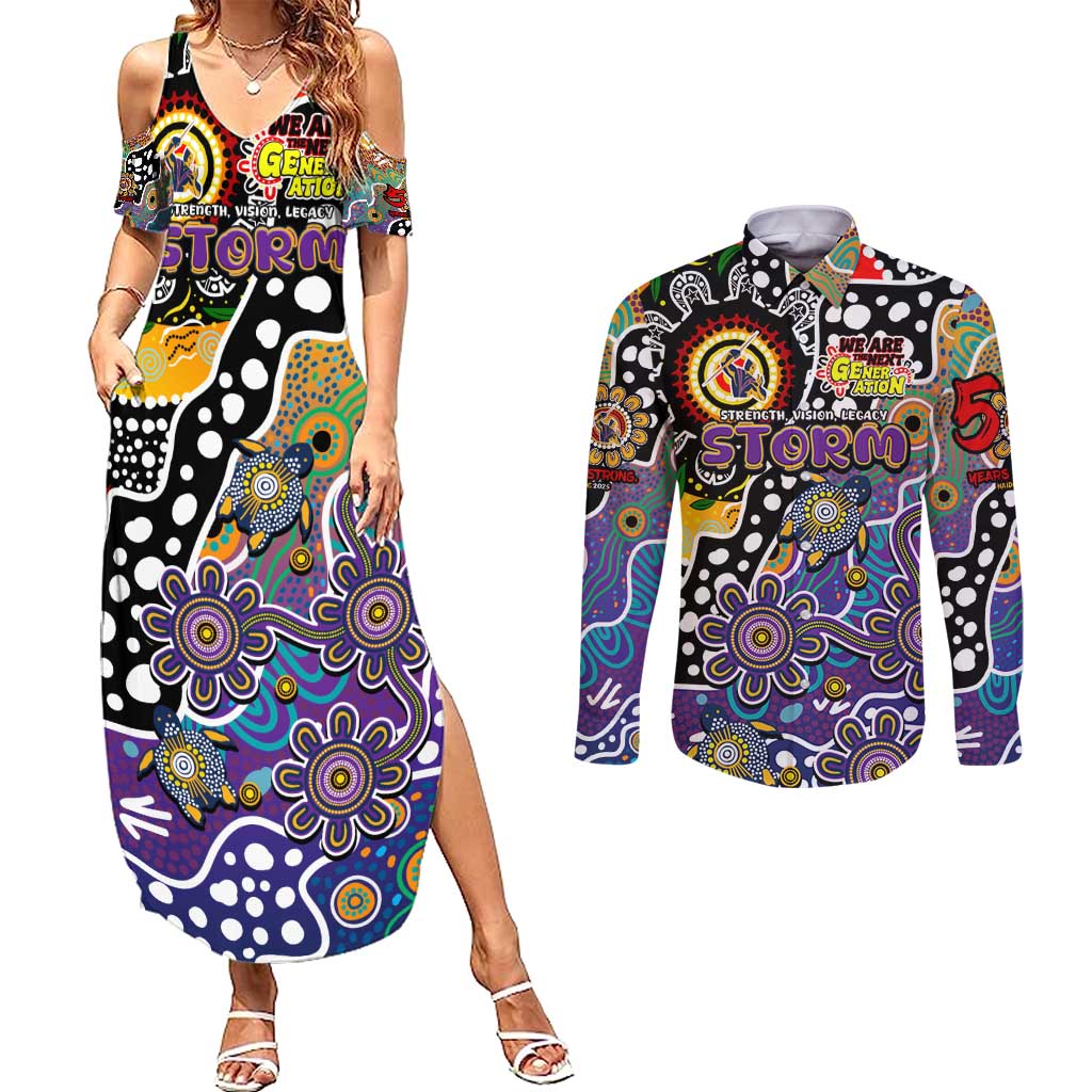 Personalised Storm NRL Celebrating 50 Years of Naidoc Couples Matching Summer Maxi Dress and Long Sleeve Button Shirt NAIDOC Week 2025 Aboriginal
