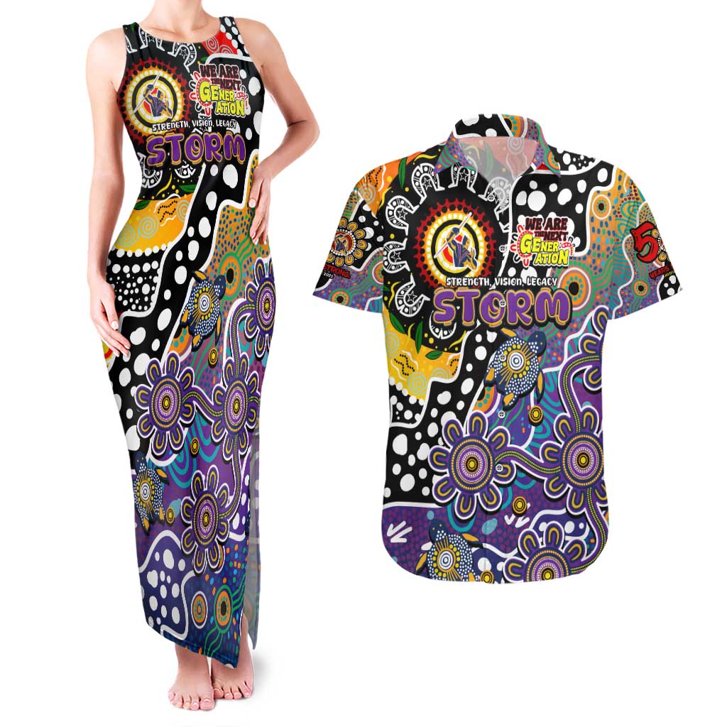 Personalised Storm NRL Celebrating 50 Years of Naidoc Couples Matching Tank Maxi Dress and Hawaiian Shirt NAIDOC Week 2025 Aboriginal