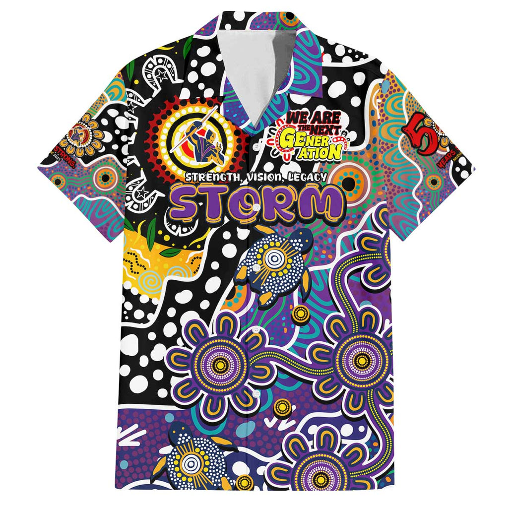Personalised Storm NRL Celebrating 50 Years of Naidoc Family Matching Off The Shoulder Long Sleeve Dress and Hawaiian Shirt NAIDOC Week 2025 Aboriginal
