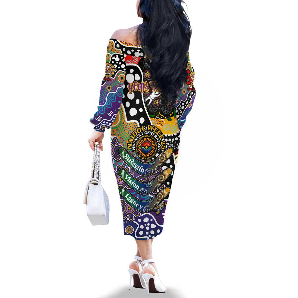 Personalised Storm NRL Celebrating 50 Years of Naidoc Family Matching Off The Shoulder Long Sleeve Dress and Hawaiian Shirt NAIDOC Week 2025 Aboriginal