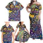 Personalised Storm NRL Celebrating 50 Years of Naidoc Family Matching Off Shoulder Maxi Dress and Hawaiian Shirt NAIDOC Week 2025 Aboriginal