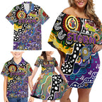 Personalised Storm NRL Celebrating 50 Years of Naidoc Family Matching Off Shoulder Short Dress and Hawaiian Shirt NAIDOC Week 2025 Aboriginal