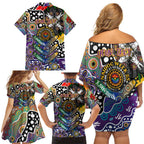 Personalised Storm NRL Celebrating 50 Years of Naidoc Family Matching Off Shoulder Short Dress and Hawaiian Shirt NAIDOC Week 2025 Aboriginal