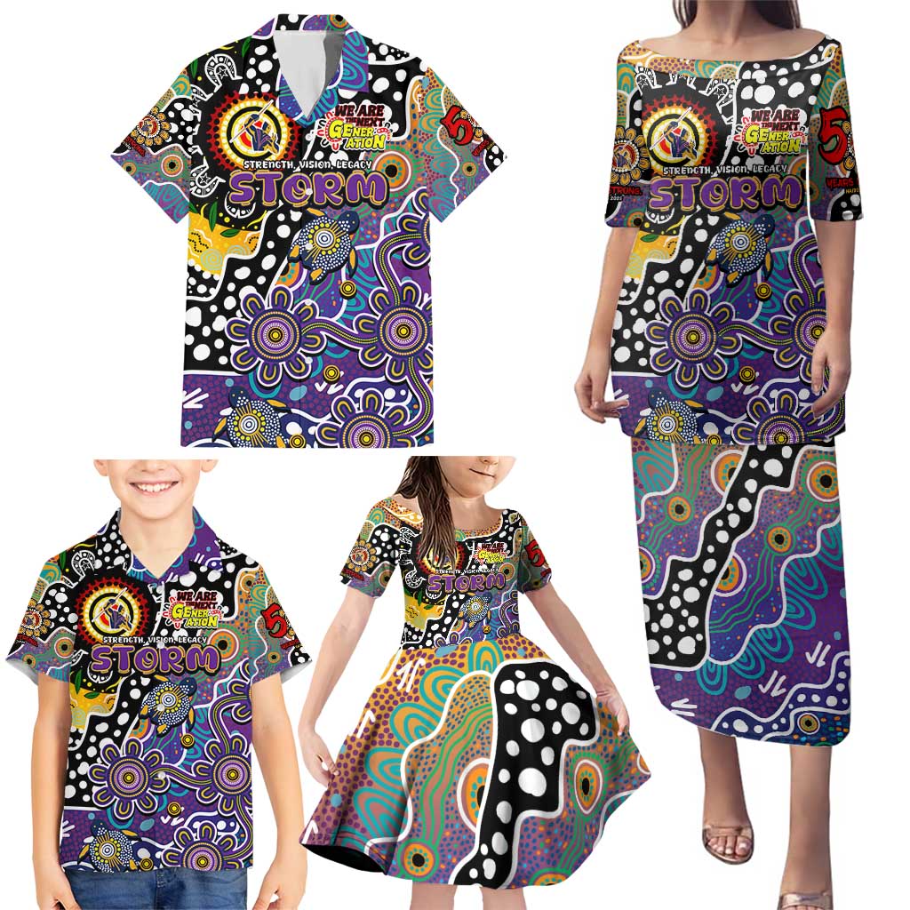 Personalised Storm NRL Celebrating 50 Years of Naidoc Family Matching Puletasi and Hawaiian Shirt NAIDOC Week 2025 Aboriginal