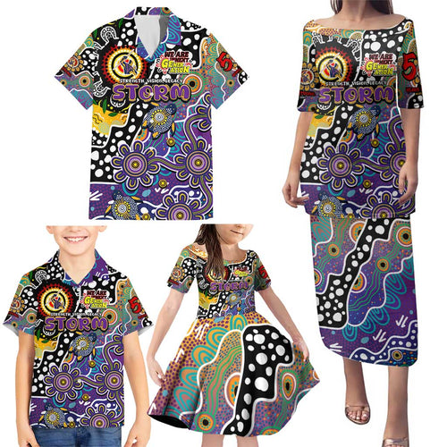 Personalised Storm NRL Celebrating 50 Years of Naidoc Family Matching Puletasi and Hawaiian Shirt NAIDOC Week 2025 Aboriginal
