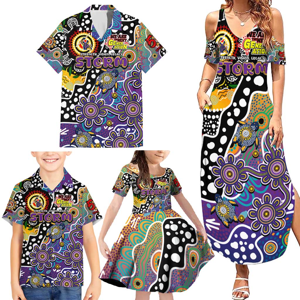 Personalised Storm NRL Celebrating 50 Years of Naidoc Family Matching Summer Maxi Dress and Hawaiian Shirt NAIDOC Week 2025 Aboriginal
