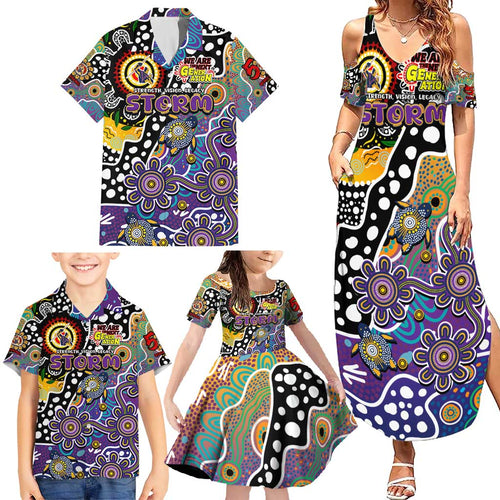 Personalised Storm NRL Celebrating 50 Years of Naidoc Family Matching Summer Maxi Dress and Hawaiian Shirt NAIDOC Week 2025 Aboriginal