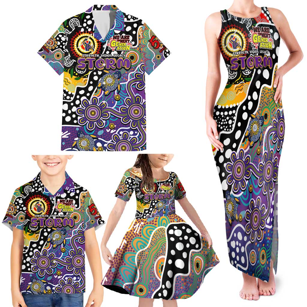 Personalised Storm NRL Celebrating 50 Years of Naidoc Family Matching Tank Maxi Dress and Hawaiian Shirt NAIDOC Week 2025 Aboriginal