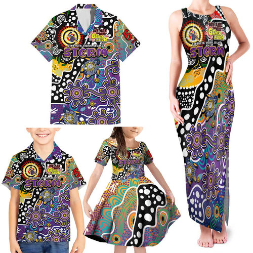 Personalised Storm NRL Celebrating 50 Years of Naidoc Family Matching Tank Maxi Dress and Hawaiian Shirt NAIDOC Week 2025 Aboriginal