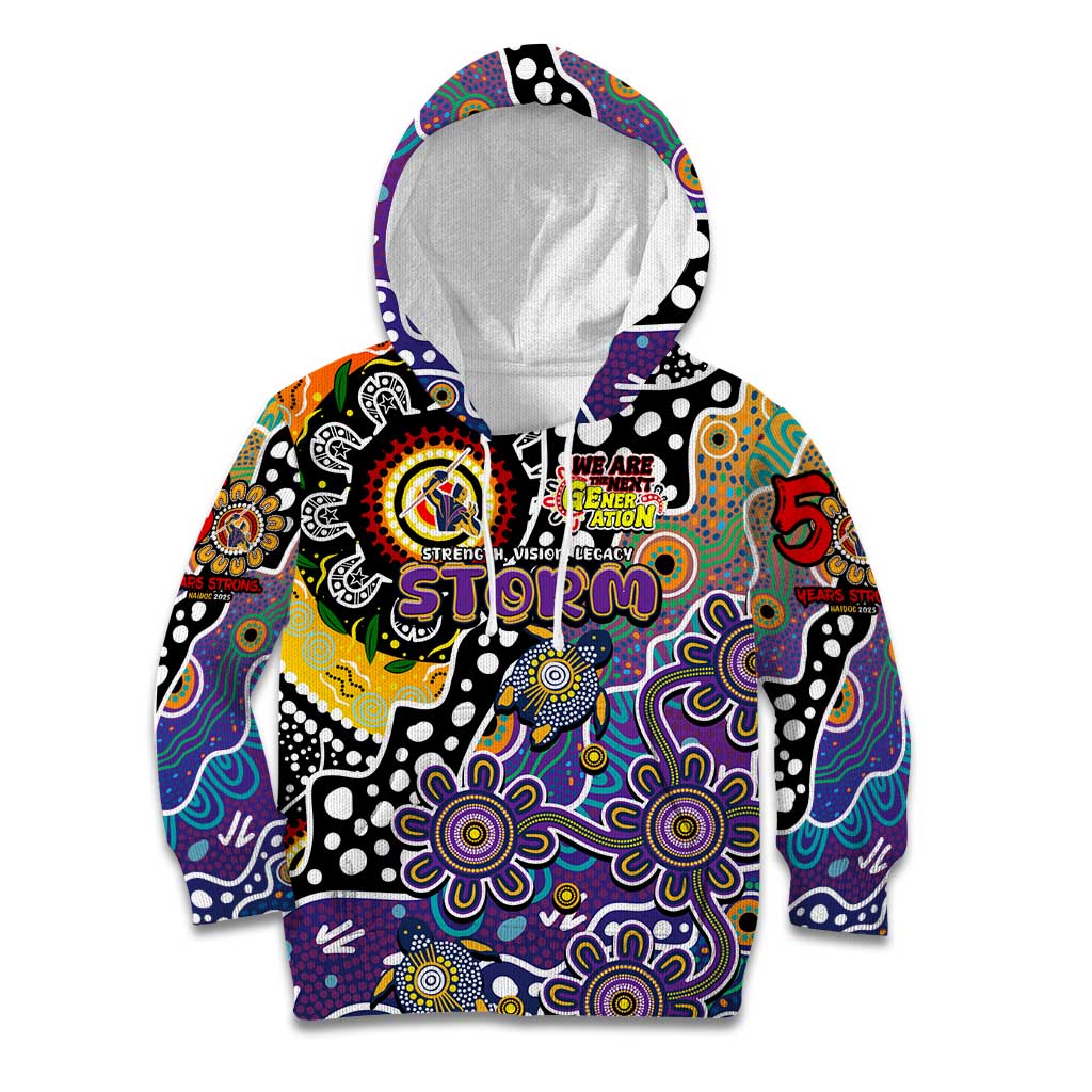 Personalised Storm NRL Celebrating 50 Years of Naidoc Kid Hoodie NAIDOC Week 2025 Aboriginal