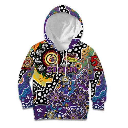 Personalised Storm NRL Celebrating 50 Years of Naidoc Kid Hoodie NAIDOC Week 2025 Aboriginal