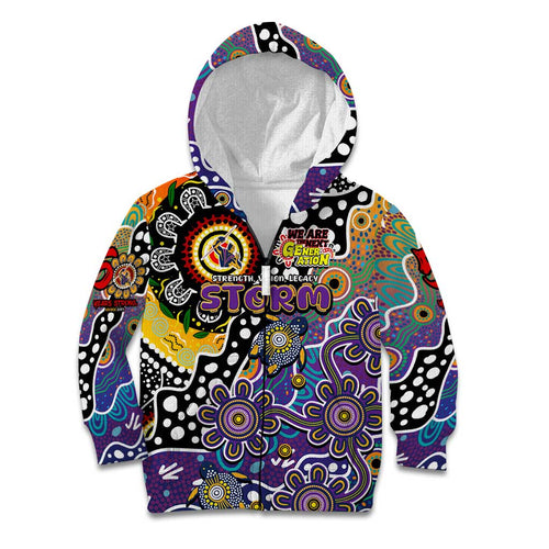 Personalised Storm NRL Celebrating 50 Years of Naidoc Kid Hoodie NAIDOC Week 2025 Aboriginal