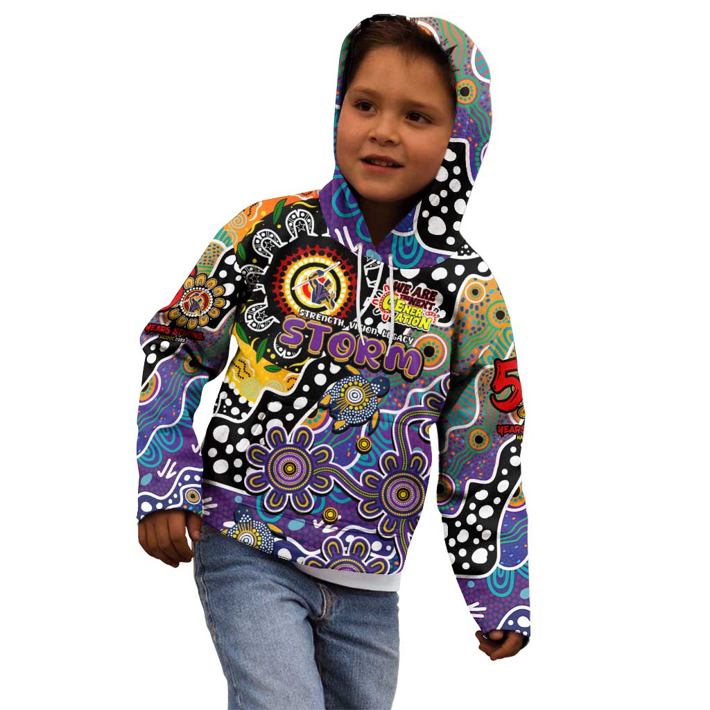 Personalised Storm NRL Celebrating 50 Years of Naidoc Kid Hoodie NAIDOC Week 2025 Aboriginal