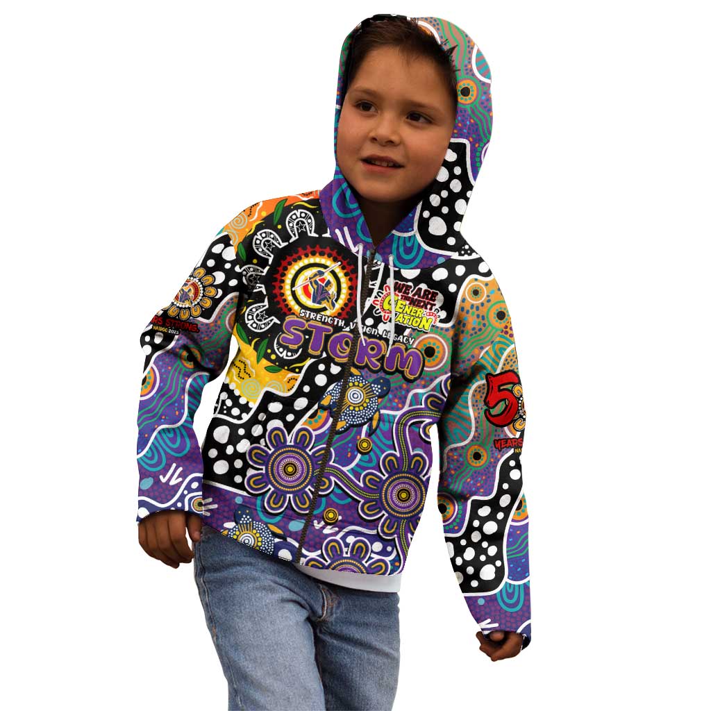 Personalised Storm NRL Celebrating 50 Years of Naidoc Kid Hoodie NAIDOC Week 2025 Aboriginal
