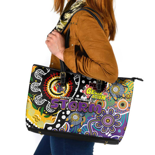 Storm NRL Celebrating 50 Years of Naidoc Leather Tote Bag NAIDOC Week 2025 Aboriginal