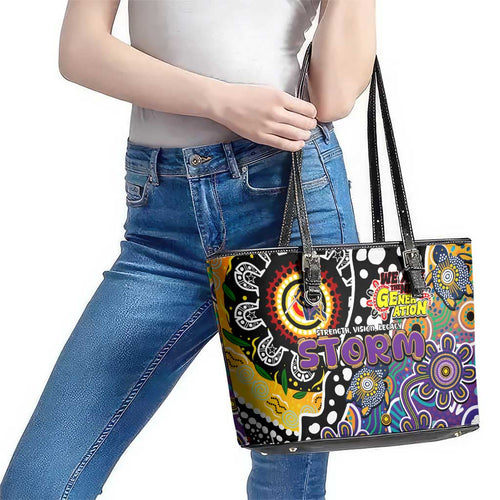 Storm NRL Celebrating 50 Years of Naidoc Leather Tote Bag NAIDOC Week 2025 Aboriginal