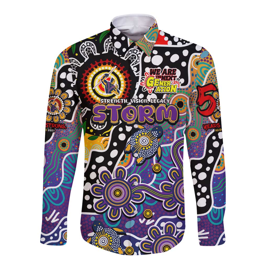 Personalised Storm NRL Celebrating 50 Years of Naidoc Long Sleeve Button Shirt NAIDOC Week 2025 Aboriginal