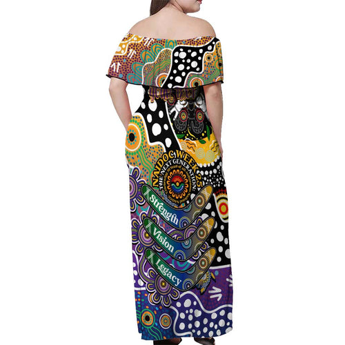 Personalised Storm NRL Celebrating 50 Years of Naidoc Off Shoulder Maxi Dress NAIDOC Week 2025 Aboriginal
