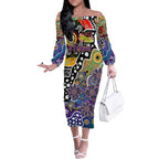 Personalised Storm NRL Celebrating 50 Years of Naidoc Off The Shoulder Long Sleeve Dress NAIDOC Week 2025 Aboriginal