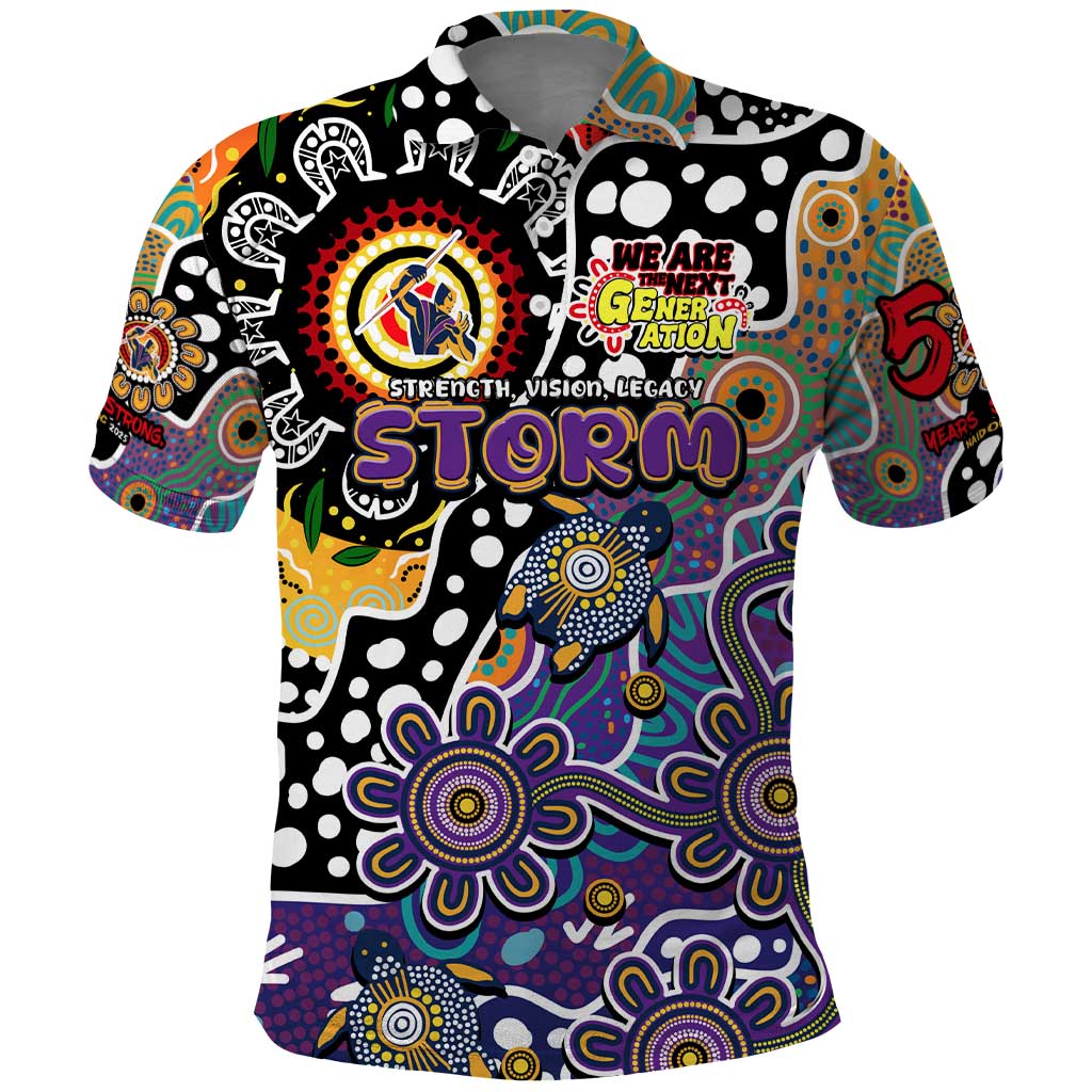 Personalised Storm NRL Celebrating 50 Years of Naidoc Polo Shirt NAIDOC Week 2025 Aboriginal