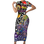 Personalised Storm NRL Celebrating 50 Years of Naidoc Short Sleeve Bodycon Dress NAIDOC Week 2025 Aboriginal