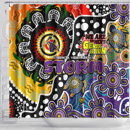 Storm NRL Celebrating 50 Years of Naidoc Shower Curtain NAIDOC Week 2025 Aboriginal