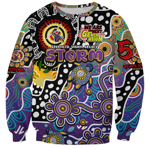 Personalised Storm NRL Celebrating 50 Years of Naidoc Sweatshirt NAIDOC Week 2025 Aboriginal