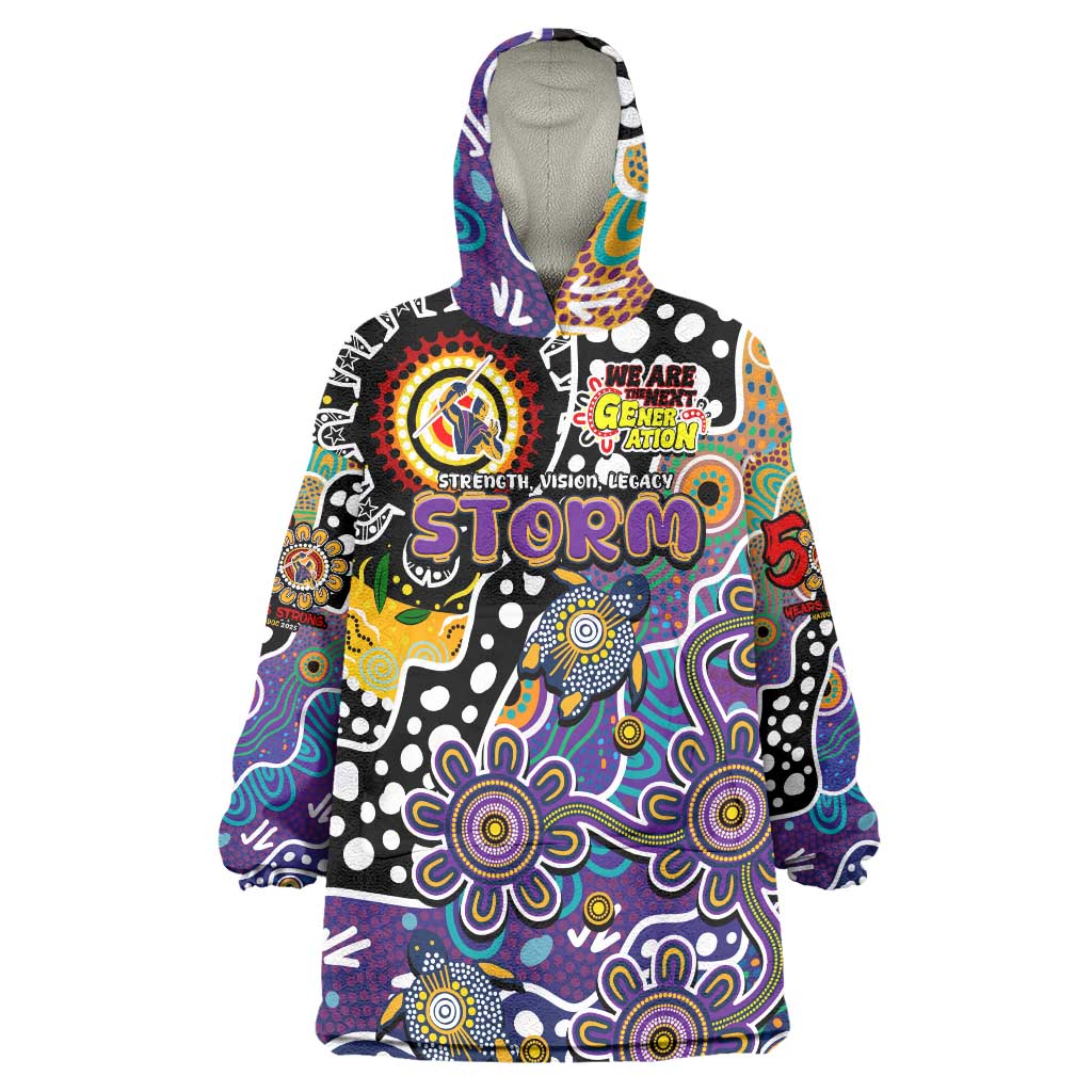 Personalised Storm NRL Celebrating 50 Years of Naidoc Wearable Blanket Hoodie NAIDOC Week 2025 Aboriginal
