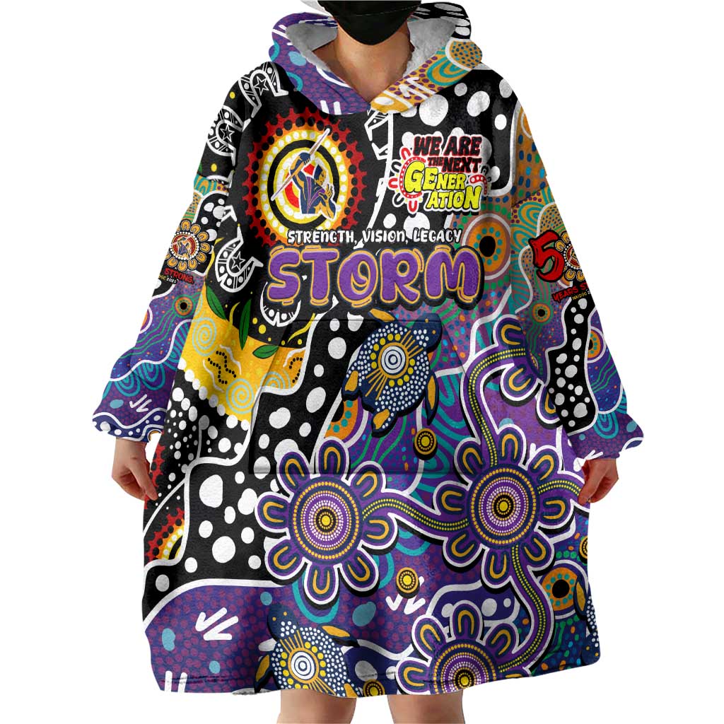 Personalised Storm NRL Celebrating 50 Years of Naidoc Wearable Blanket Hoodie NAIDOC Week 2025 Aboriginal