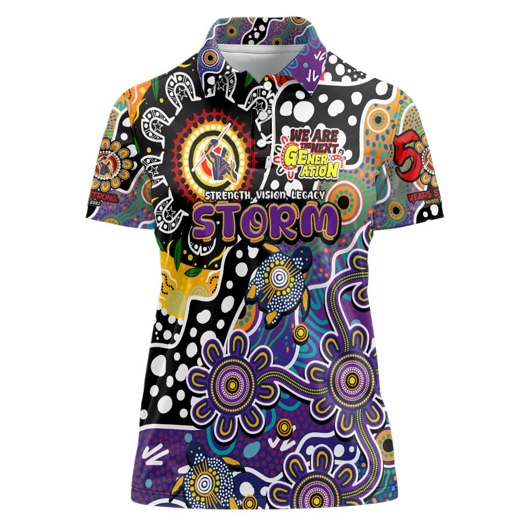 Personalised Storm NRL Celebrating 50 Years of Naidoc Women Polo Shirt NAIDOC Week 2025 Aboriginal