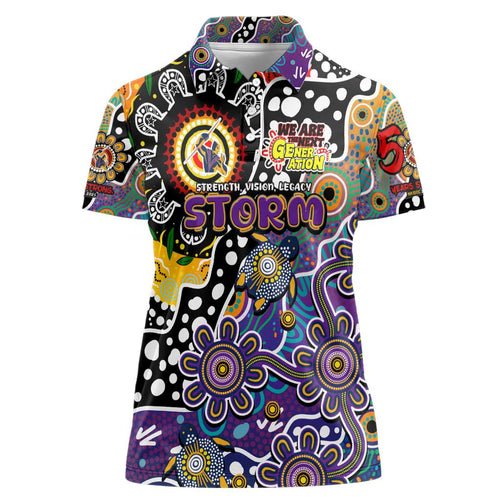 Personalised Storm NRL Celebrating 50 Years of Naidoc Women Polo Shirt NAIDOC Week 2025 Aboriginal