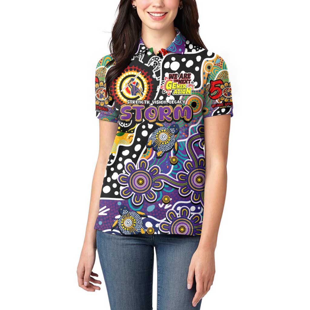 Personalised Storm NRL Celebrating 50 Years of Naidoc Women Polo Shirt NAIDOC Week 2025 Aboriginal