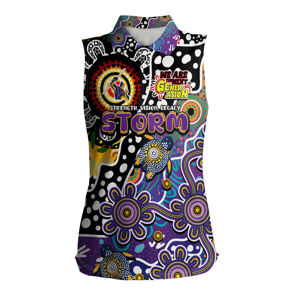 Personalised Storm NRL Celebrating 50 Years of Naidoc Women Sleeveless Polo Shirt NAIDOC Week 2025 Aboriginal