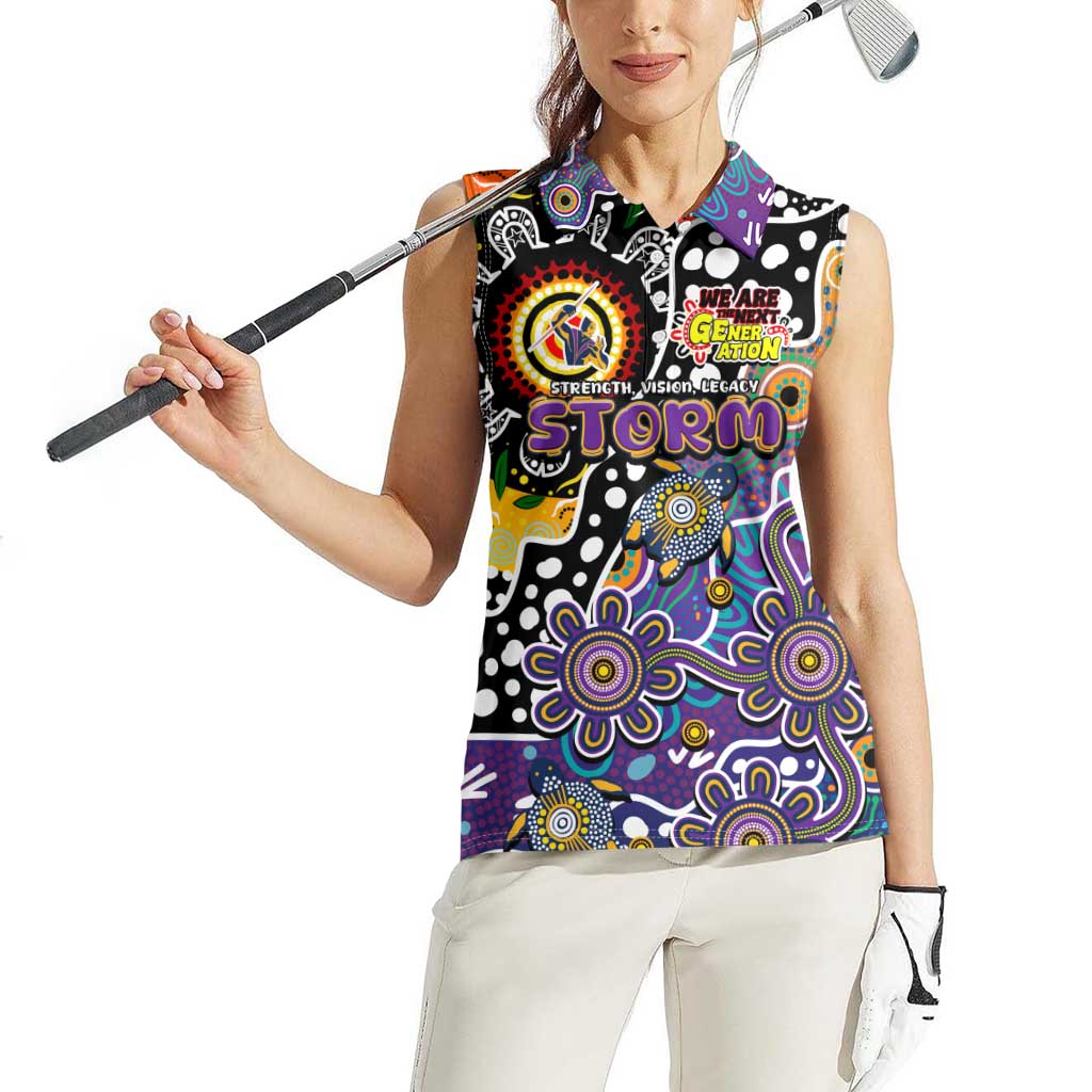 Personalised Storm NRL Celebrating 50 Years of Naidoc Women Sleeveless Polo Shirt NAIDOC Week 2025 Aboriginal