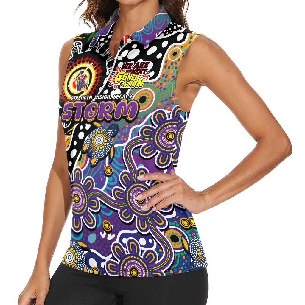 Personalised Storm NRL Celebrating 50 Years of Naidoc Women Sleeveless Polo Shirt NAIDOC Week 2025 Aboriginal