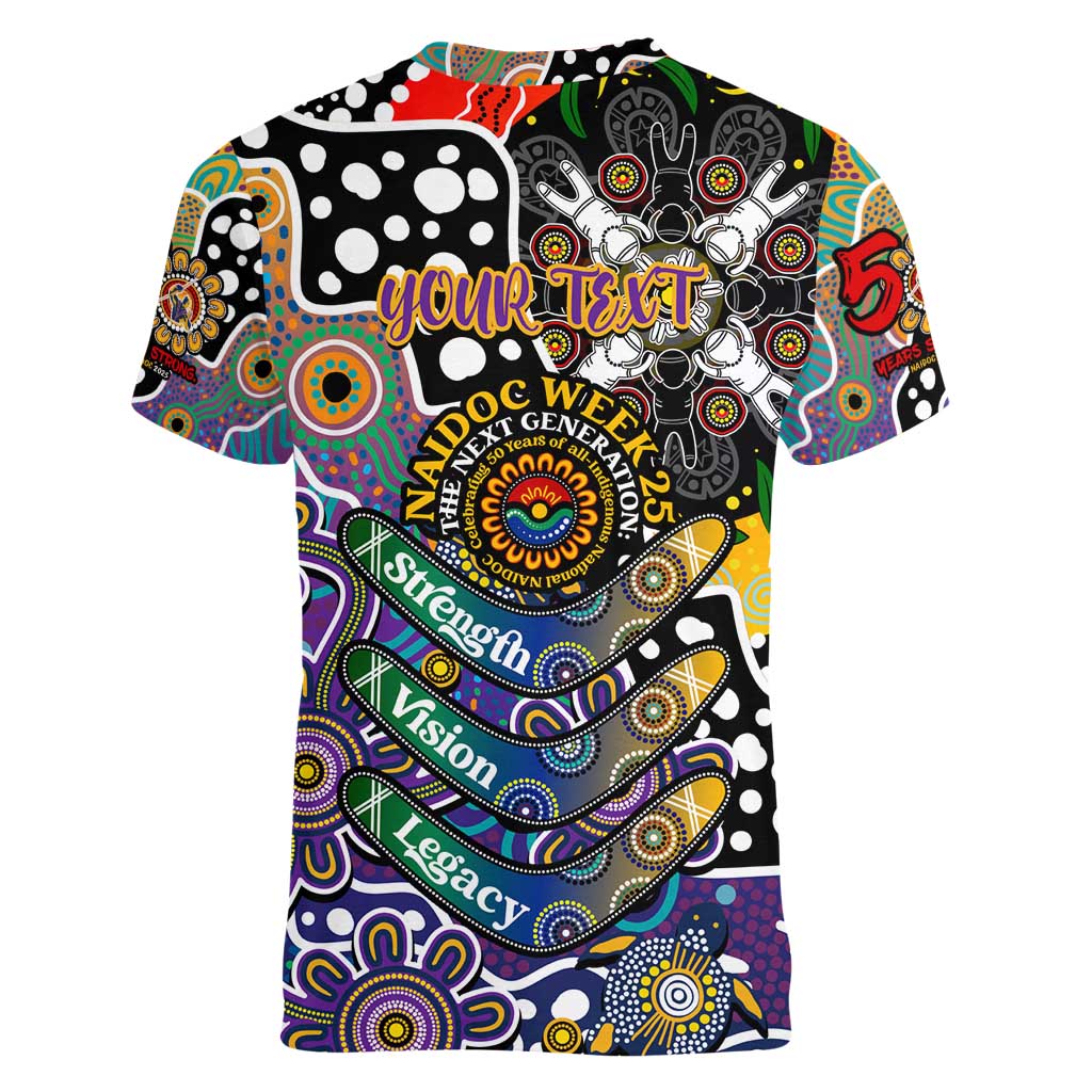 Personalised Storm NRL Celebrating 50 Years of Naidoc Women V-Neck T-Shirt NAIDOC Week 2025 Aboriginal