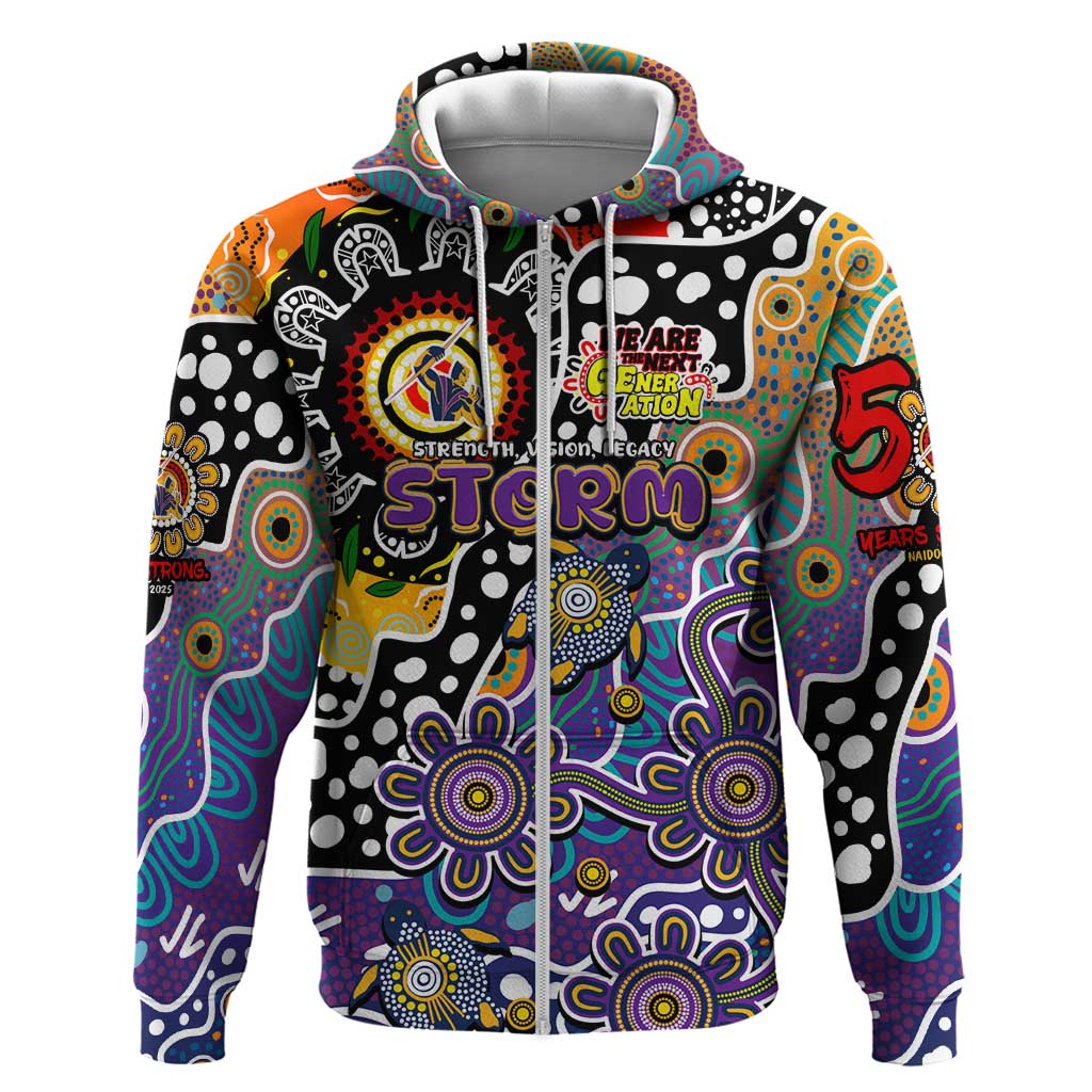 Personalised Storm NRL Celebrating 50 Years of Naidoc Zip Hoodie NAIDOC Week 2025 Aboriginal