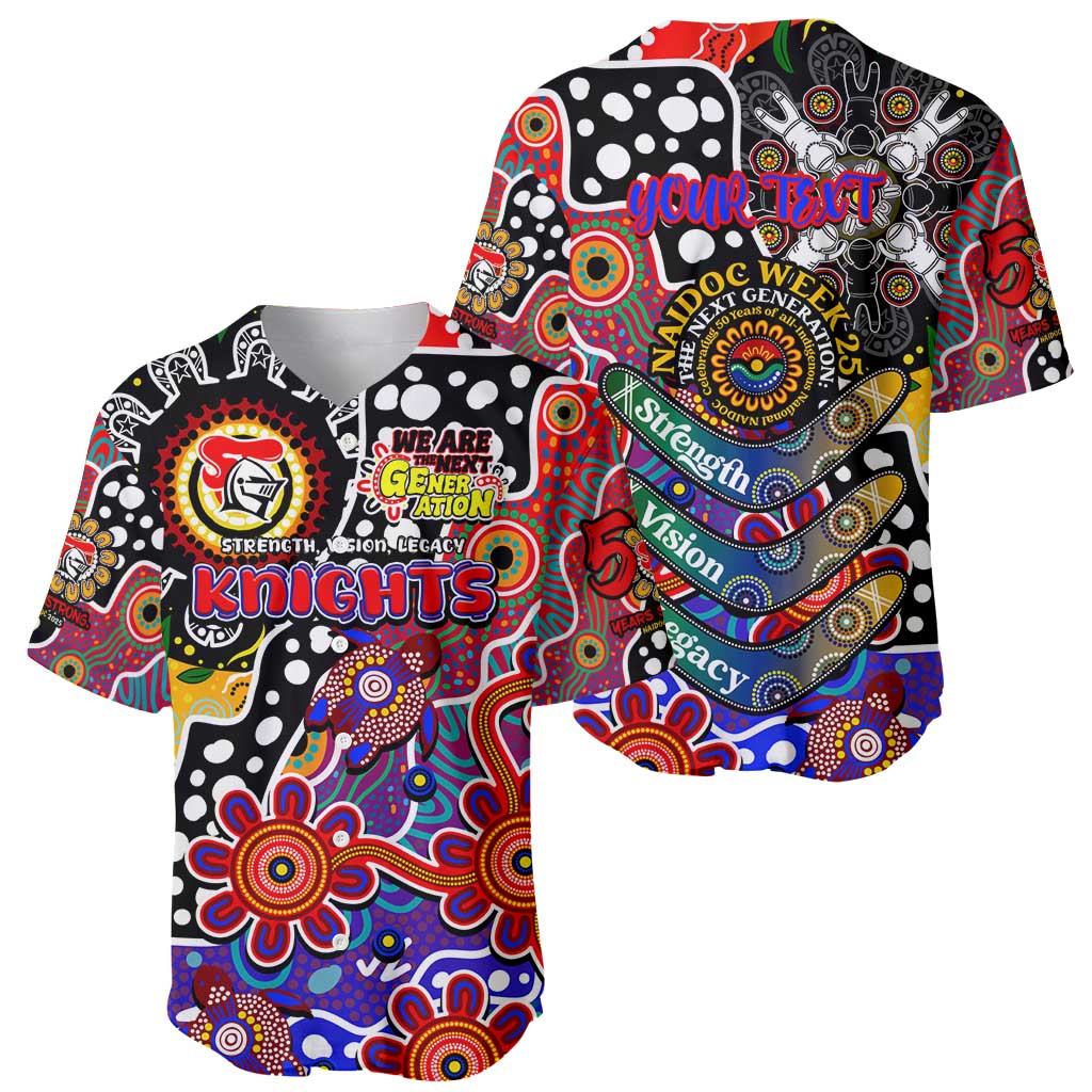 Personalised Knights NRL Celebrating 50 Years of Naidoc Baseball Jersey NAIDOC Week 2025 Aboriginal