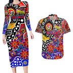 Personalised Knights NRL Celebrating 50 Years of Naidoc Couples Matching Long Sleeve Bodycon Dress and Hawaiian Shirt NAIDOC Week 2025 Aboriginal