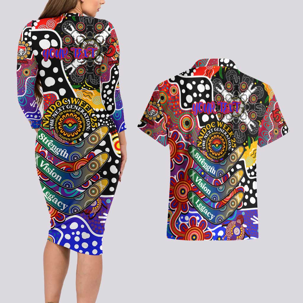Personalised Knights NRL Celebrating 50 Years of Naidoc Couples Matching Long Sleeve Bodycon Dress and Hawaiian Shirt NAIDOC Week 2025 Aboriginal