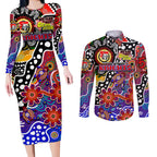 Personalised Knights NRL Celebrating 50 Years of Naidoc Couples Matching Long Sleeve Bodycon Dress and Long Sleeve Button Shirt NAIDOC Week 2025 Aboriginal